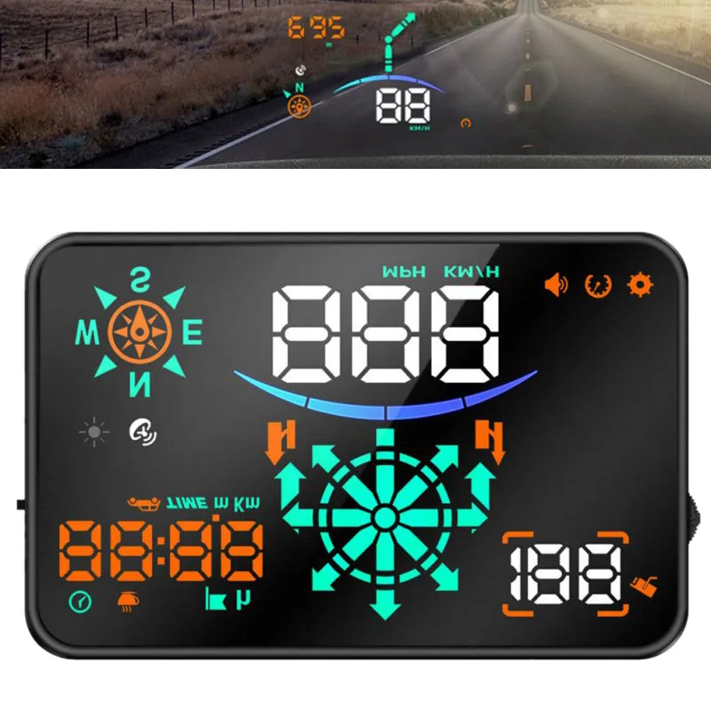 

H8 Universal Hud Car Head-Up Display Windshield Speed Projector Gps Navigation Intelligent Speed Water Temperature Security Alar