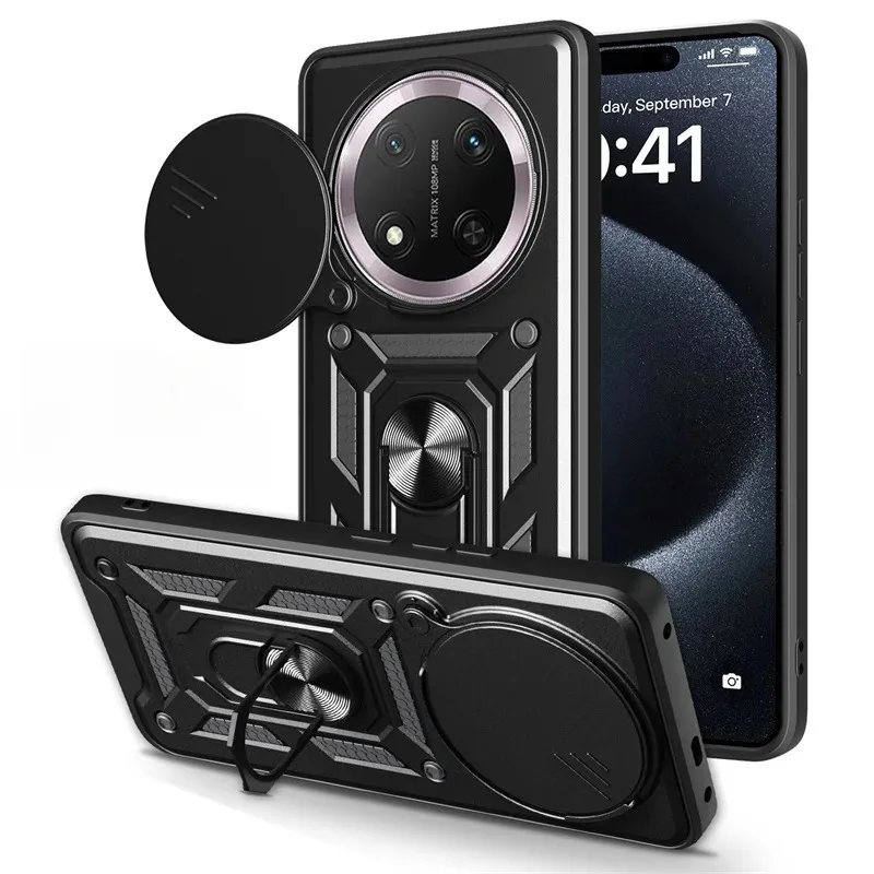Durable Magnetic Phone Case with Ring Holder and Military Grade Protection