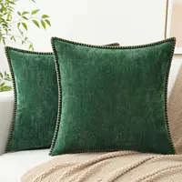 HAPIHAPPY nouvelles housses de coussin en Chenille 18x18 ensemble de 2 housses de coussin de canapé douces housses de coussin décoratives en velours de luxe lit ﻿ 1