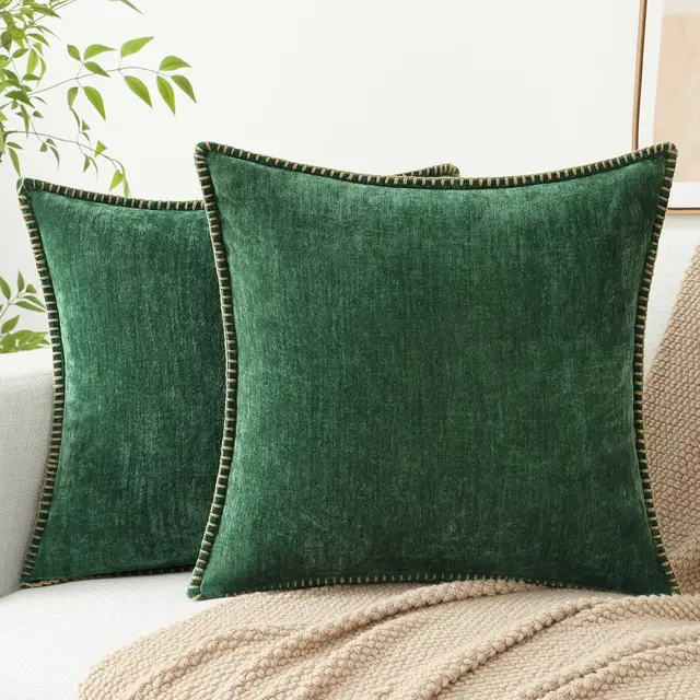 HAPIHAPPY nouvelles housses de coussin en Chenille 18x18 ensemble de 2 housses de coussin de canapé douces housses de coussin décoratives en velours de luxe lit ﻿ 1