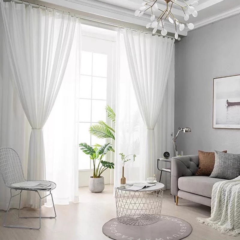 Fluttering Solid White Tulle Yarn Chiffon Gauze Curtains for Living Room Bedroom Window Home Decoration Voile Organza Drapes
