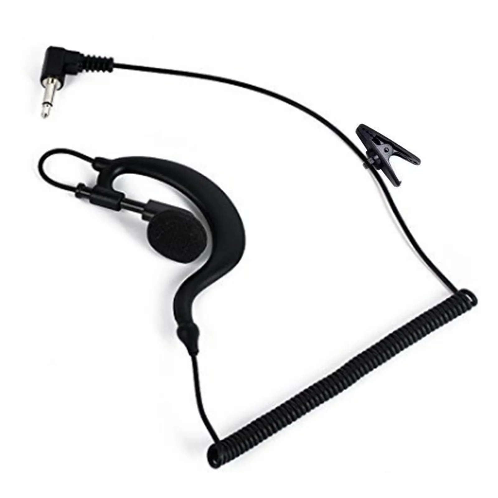 2.5mm Ear Hook Headset for Walkie Talkie Single Ear Radio Earpiece with Clip Single Earphone with Coiled Cable 6