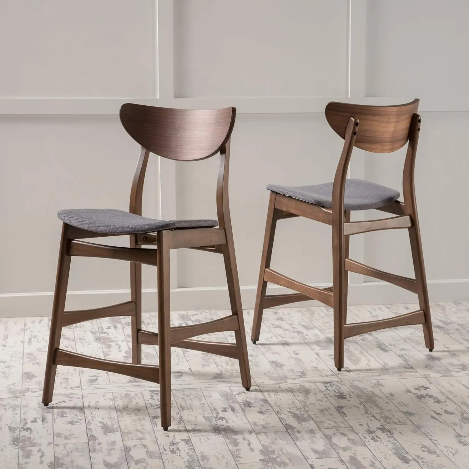 

Gavin Counter Chairs, 2-Pcs Set, Textile, Dark Grey / Walnut Finish