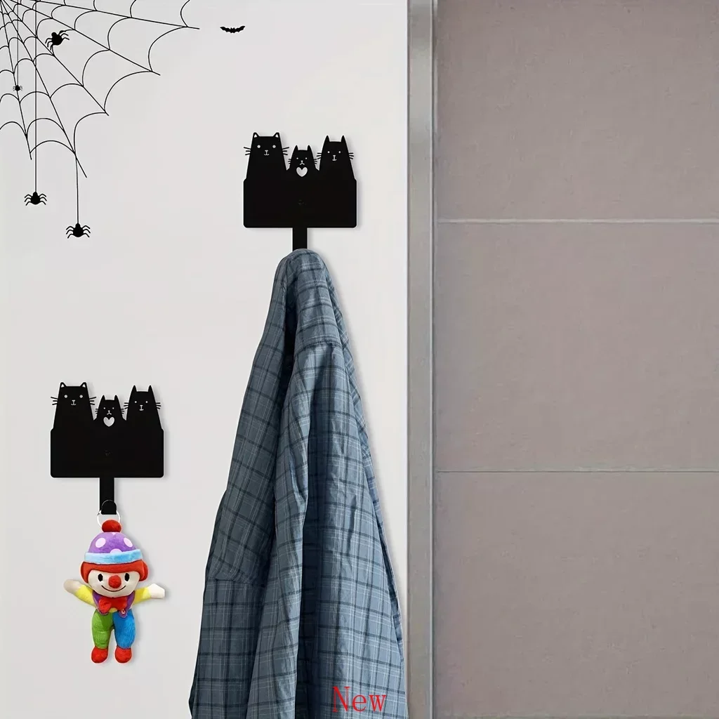 

Metal Key Holder Coat Hooks Cat Key Organizer Rack Wall Mounted Hanger Iron Bathroom Towel Hooks Scene Decor Festivals Decor wal