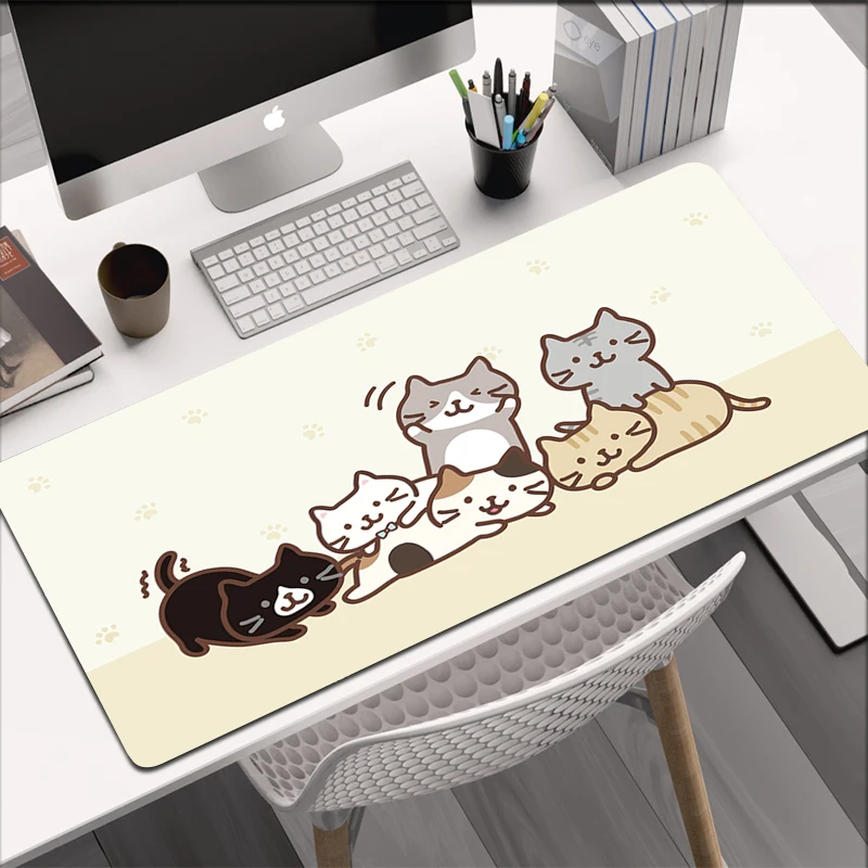 

Kawaii Cat Gaming Mouse Pad Gamer Large Tapis De Souris Anime Rubber Locking Edge Big Computer Mousepad Laptop Desk Mat