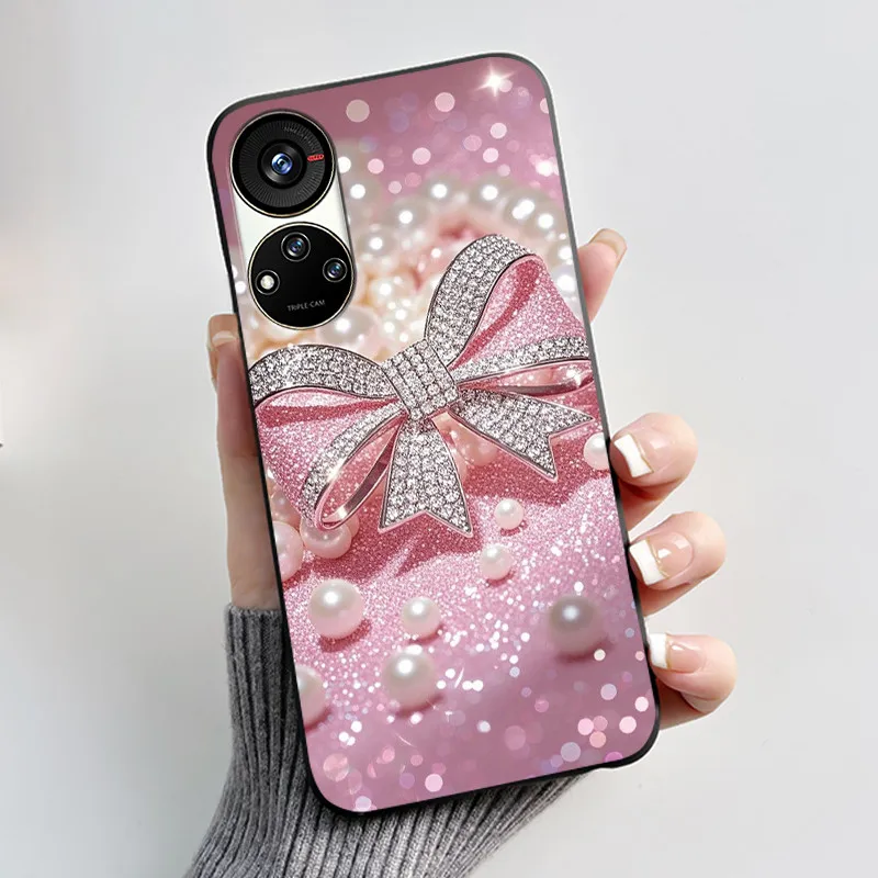 Cute Cartoon Soft Silicone Protective Phone Case - Black