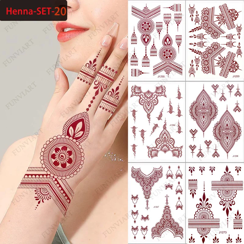 Tatuagem stencil henna tatuagem auto adesivo modelo temporário mão corpo  arte pintura moda feminina venda quente nova personalidade - AliExpress