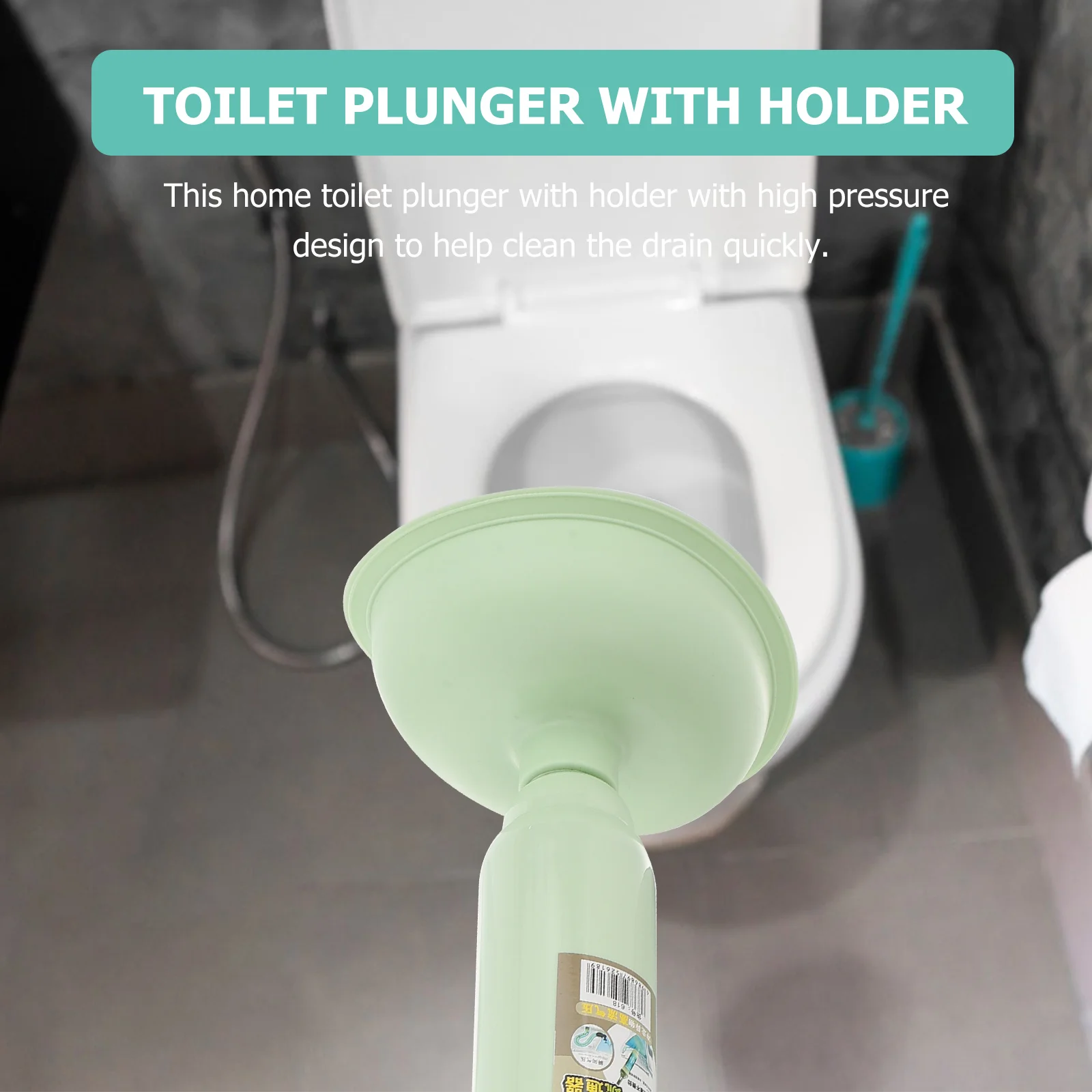 

Sink Household Toilet Unclog Plunger Hand Drain Rubber Power High Pressure for Bathroom with Holder