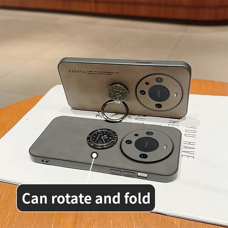 Mate60 Luxury SheepSkin Leather Ring Holder Phone Case On For Huawei Mate 60 50 40 30 20 20x 10 9 Pro Back Cover Mate50 Mate40