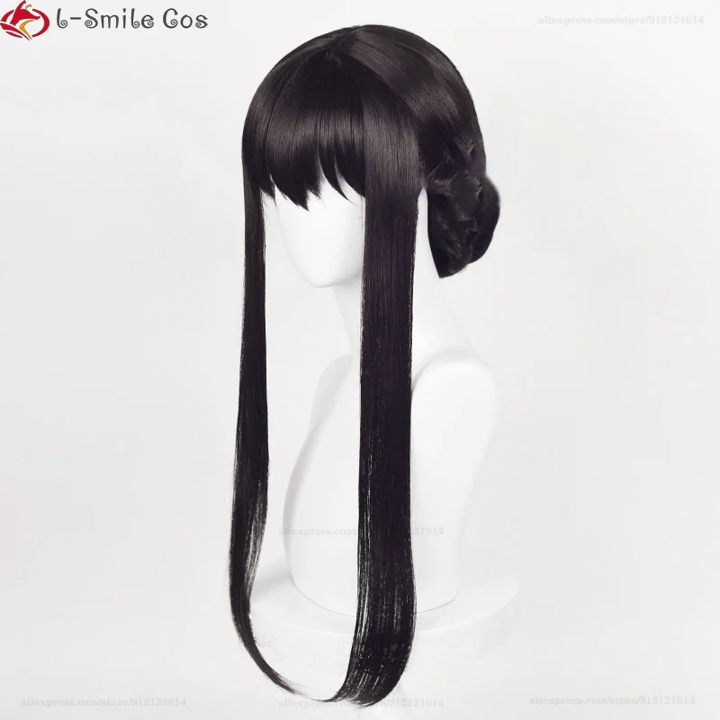 Anime cos Yor Forger Long Black Cosplay Wig Hair Heat Resistant Synthetic cos Halloween Role Play Wigs + Wig Cap