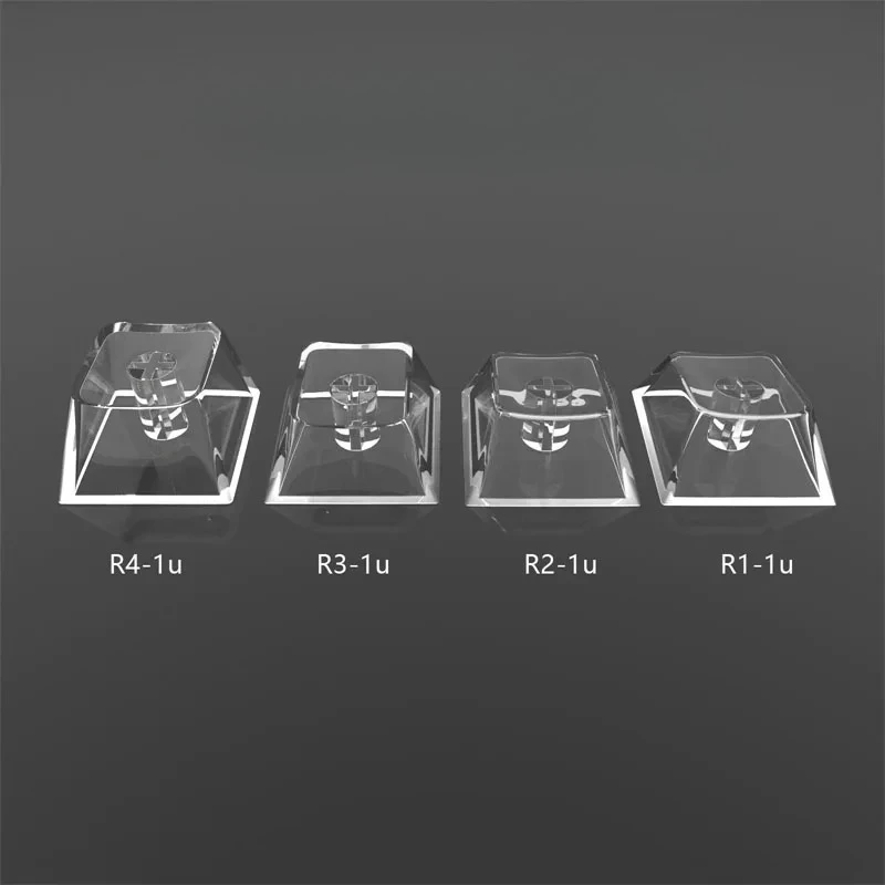 10/20개 체리 프로파일 PC 클리어 키캡 R1 R2 R3 R4 높이 기계식 키보드 1U 블랭크 커스텀 크리스탈 키캡 백라이트 키캡