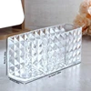 Drill pattern three compartments makeup brush organizer acrylic transparent pencil holder desktop eyebrow pencil lipstick storag 3