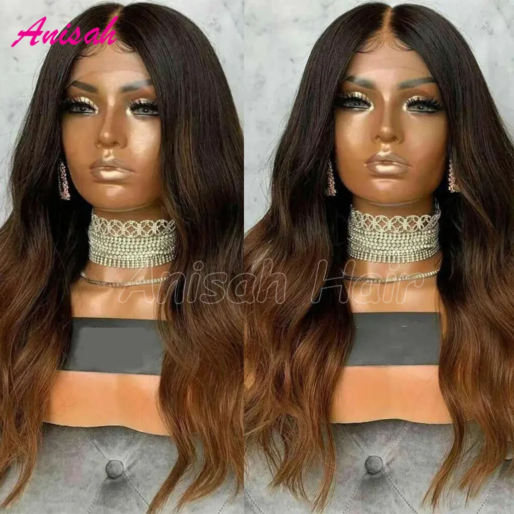 

Brazilian Remy Hair Glueless Transparent Hd Lace Wigs Human Hair Ombre Lace Front Wig Wavy Colored Two Tone Wig