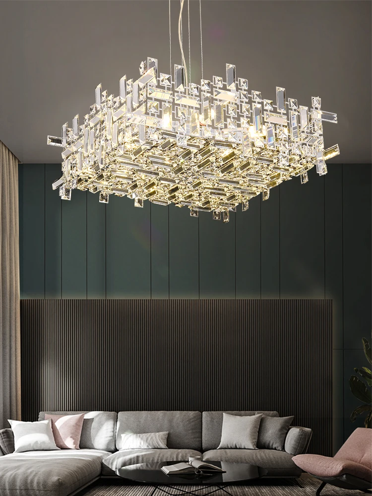 

Квадратная Роскошная золотая комнатная декоративная Современная Подвесная лампа для гостиной