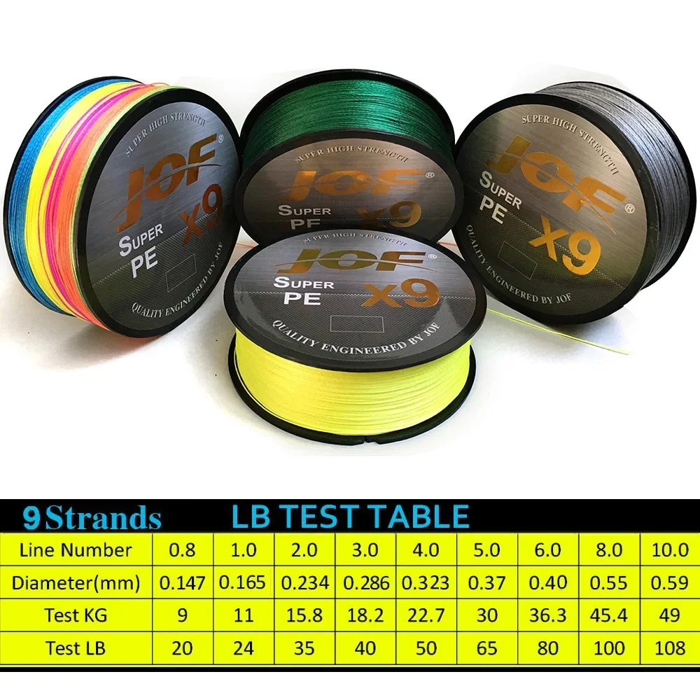 JOF X9 Anti-bite Fishing Line 100M Braided Wire 9 Strands MultiColor Multifilament Saltwater PE Line