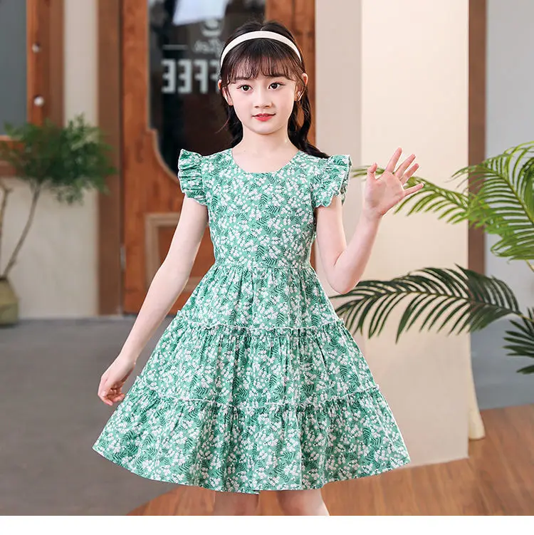 Girls Floral Print Off-Shoulder Skater Dress - Pink & Red Summer Party Dress For Ages 7-13 Years - View #6