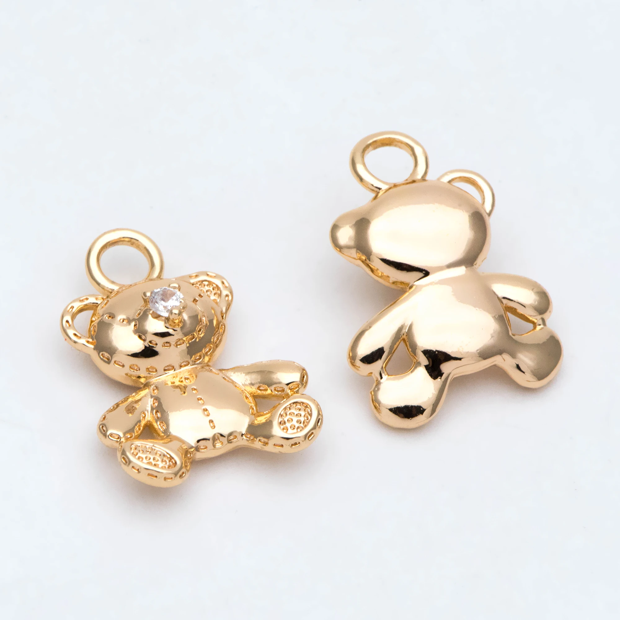 

4pcs CZ Paved Bear Charm, 18K Gold Plated Brass, Toy Bear Pendant For Jewelry Making Diy Material Supplies (GB-3005)