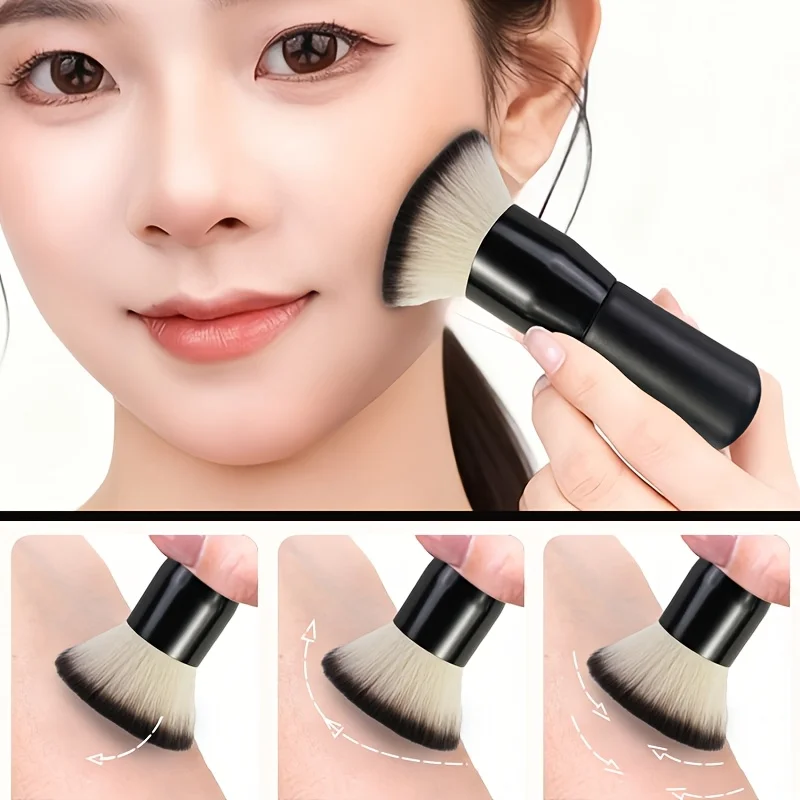 고급스러운 호두나무 메이크업 브러쉬, 전문가용 플랫 탑 파운데이션 브러쉬, 파우더, 리퀴드, 크림 및 파우더 파운데이션 블렌딩용, 흠집 없이 완벽하게 바르기