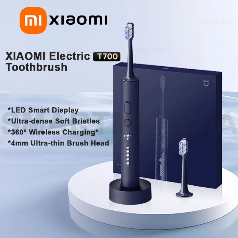 XIAOMI MIJIA T700 electric toothbrush 360&deg; Wireless Charging 3 Modes Ultrasonic Electric Toothbrushes With 2 Brush Heads