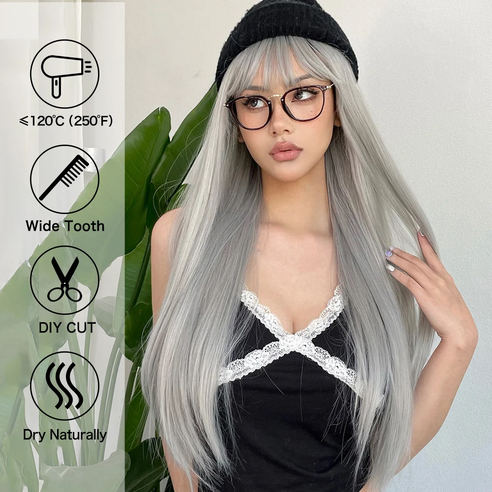 Gray Hair Grey Wig Fancy Dress White Hair Grey Wig For Halloween