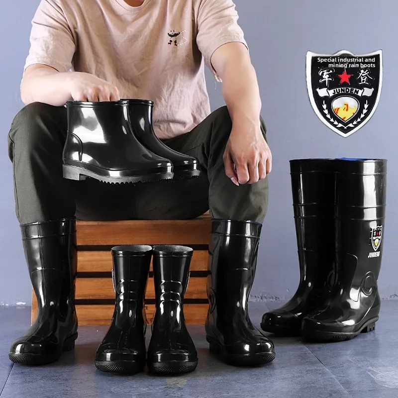 Bottes de sécurité unisexes imperméables antidérapantes - Chaussures travail printemps automne semelle caoutchouc