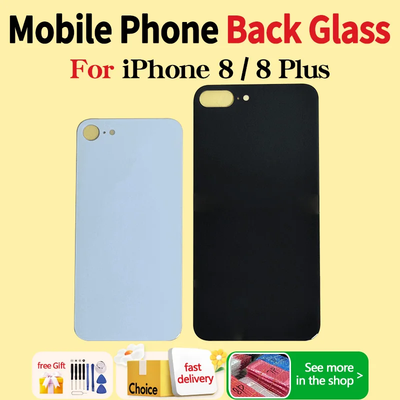 

Back Glass Panel For iPhone 8 8 Plus Battery Cover Replacement Parts High quality Housing Big Hole Camera Rear Glass