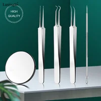 Lanjinglin 1 Set Professional Tweezers Kit /Acne Remover Needles Face Skin Care Cleaner Removal Beauty Makeup Tools 1