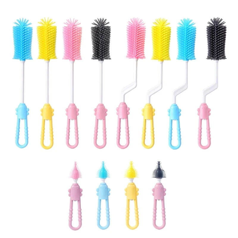 

Feeding Bottle Silicone Brush Rotating Bottle Brush Grade Pacifier Teats Brush Nipple Cleaning Brushes Baby Supply