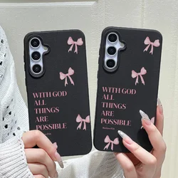 Minimalist Pink Bow Phone Case - Elegant Design for Galaxy A37 (Black)
