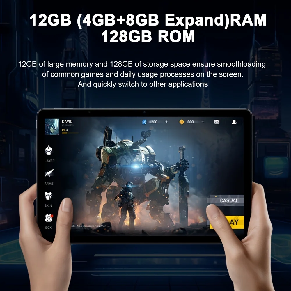 KOOMDIGI W30Pro Android 16 Tablet 10 Inch Display Touch Screen 12(4GB + 8GB Expand)RAM, 128GB ROM + Support 1TB TF Expanded(not Include TF Card) WIFI, 5000mAh Battery Type-C Charging, with Case (Keyboard, Wireless Mouse, Pen) Can Optional