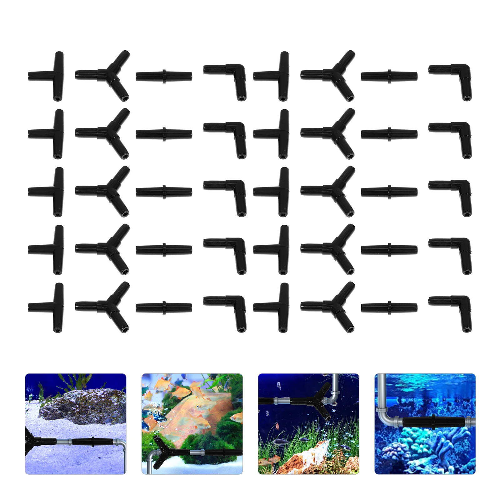 

4mm Aquarium Airline Tubing Connectors Plastic Inline Valve Hoses Joints Tee/Cross/Elbow/Y Shaped Air Pump Accessories
