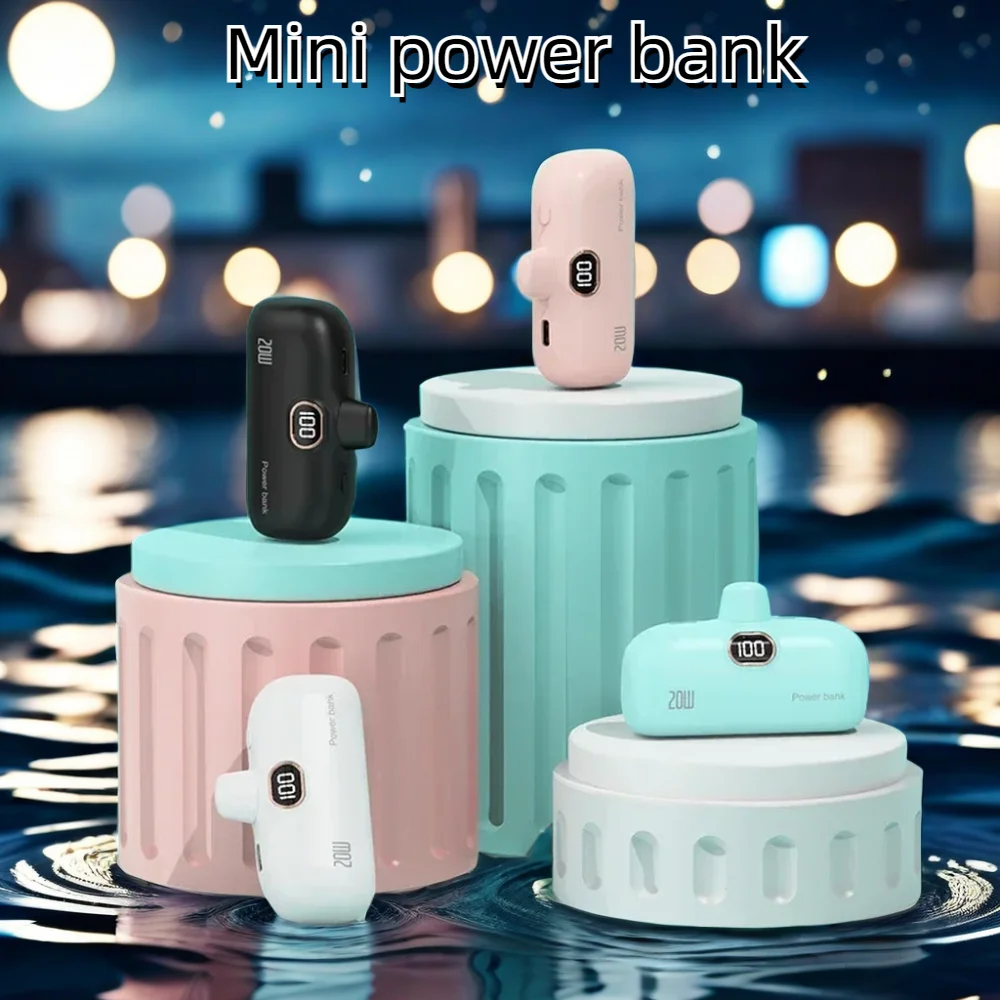 

Mini Power Bank 5000mAh High capacity Capsule Power Bank Digital Display 20W Fast Charging