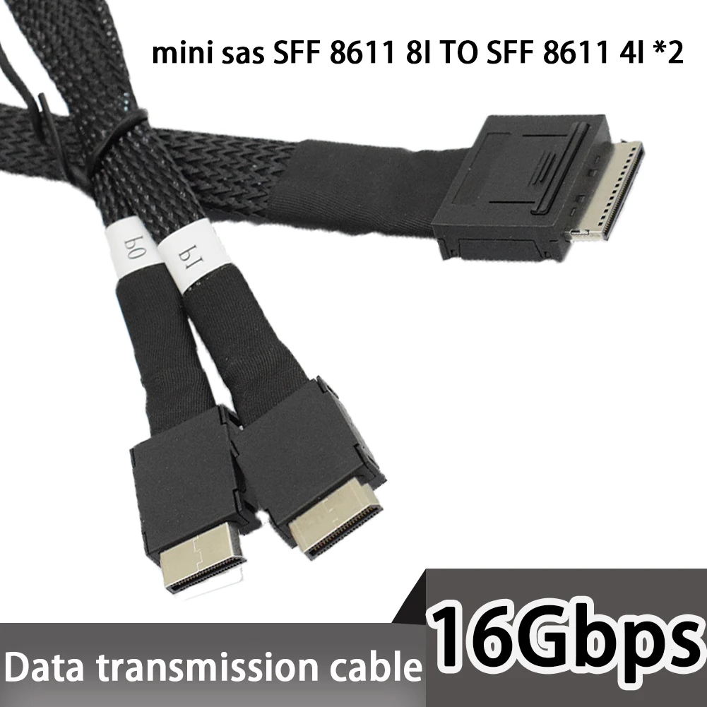 

OCUlink Mini Sas SFF 8611 8I To OCUlink SFF 8611 4I *2 Server Data Transfer Cable SFF-8611 1 To 2 Lane 16Gbps Data Adapter Cord