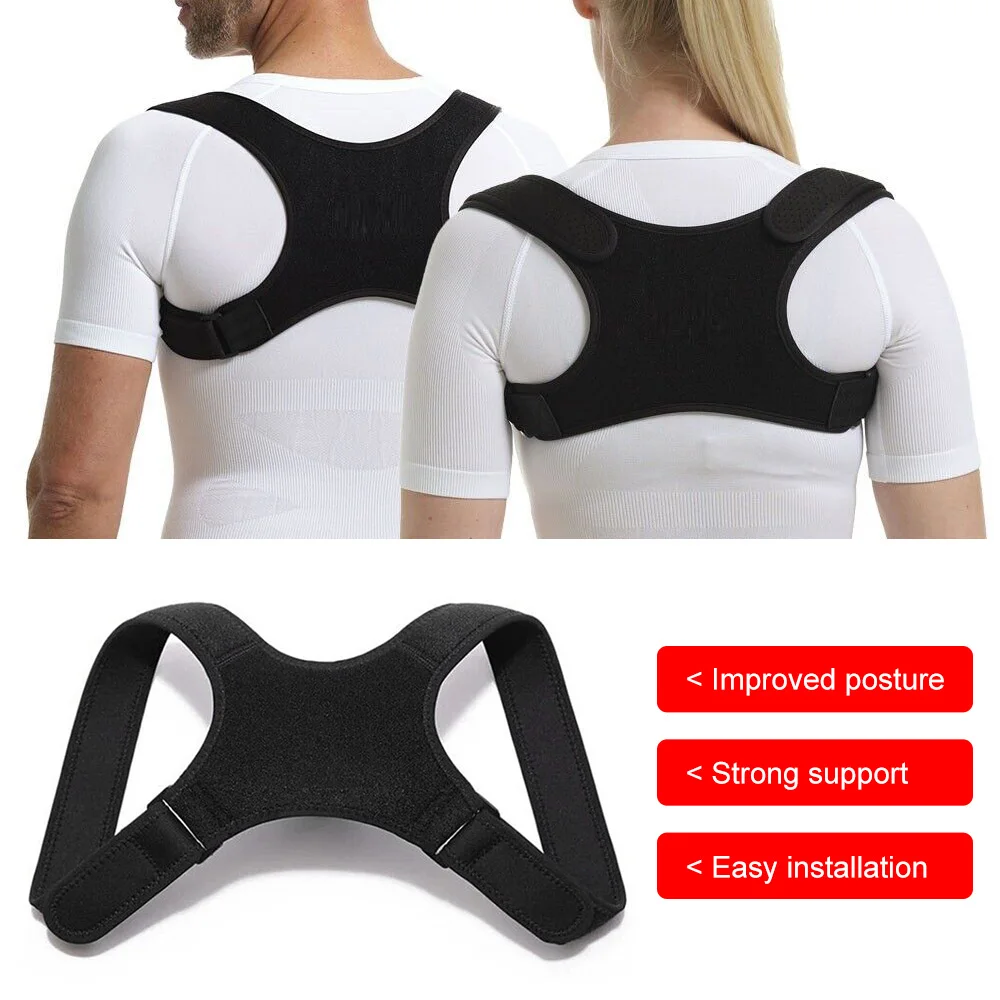

Black Adjustable Back Shoulder Posture Corrector Belt Clavicle Spine Support Reshape Your Body Sport Upper Back Neck Brace