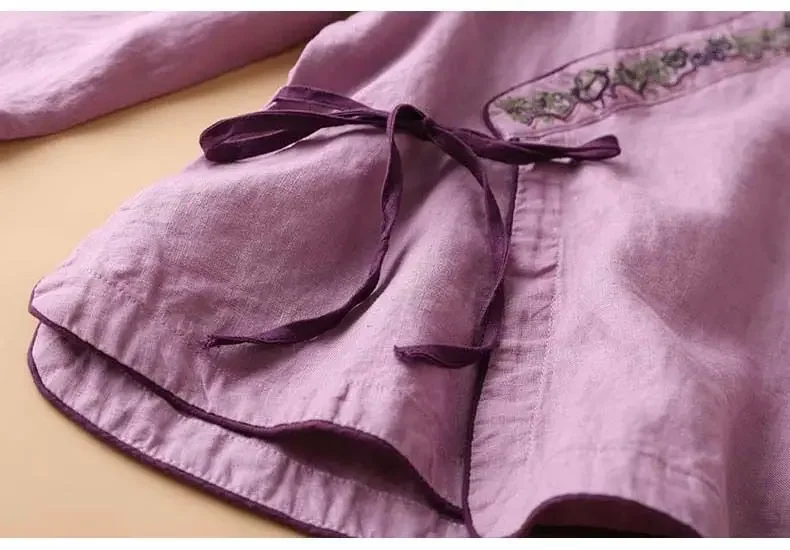 Chinesische Baumwolle und Hanf Stickerei Top Frauen Sommer neue orientalische Hanfu lose und bequeme Top chinesische Hemd chinesische Kleidung – Detail 11