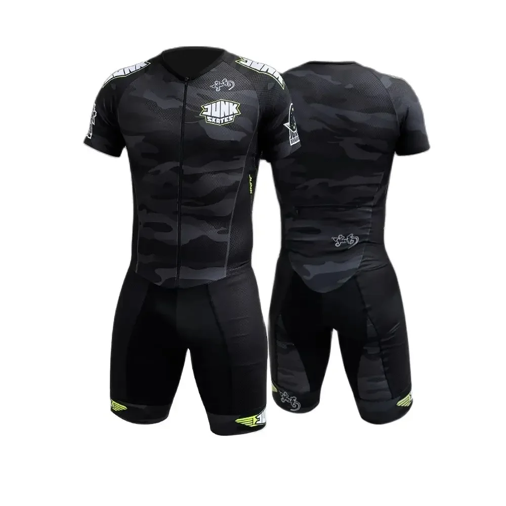 JUNK Wheels 2025 Men Short Sleeve Suit Speed Inline Roller Skate Skinsuit Fast Skating Clothing Without Cushion Dress 4
