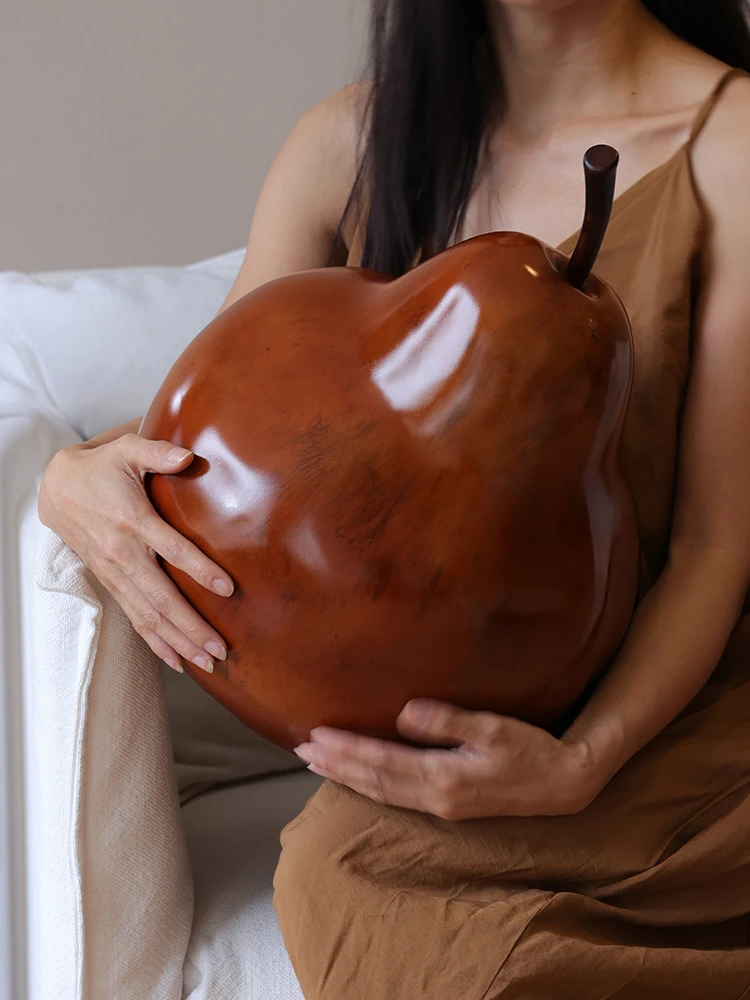 

Desktop Decoration Ceramic Material Pear Shape Dark Brown Art Home Decoration Sculpture High Sense Fiberglass Crafts Handmade