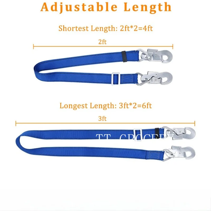 44MM 조절 가능한 폴 벨트, 고강도 추락 방지 안전벨트 하네스, 내마모성 미끄럼 방지 버클 스트랩 (고공 작업용)