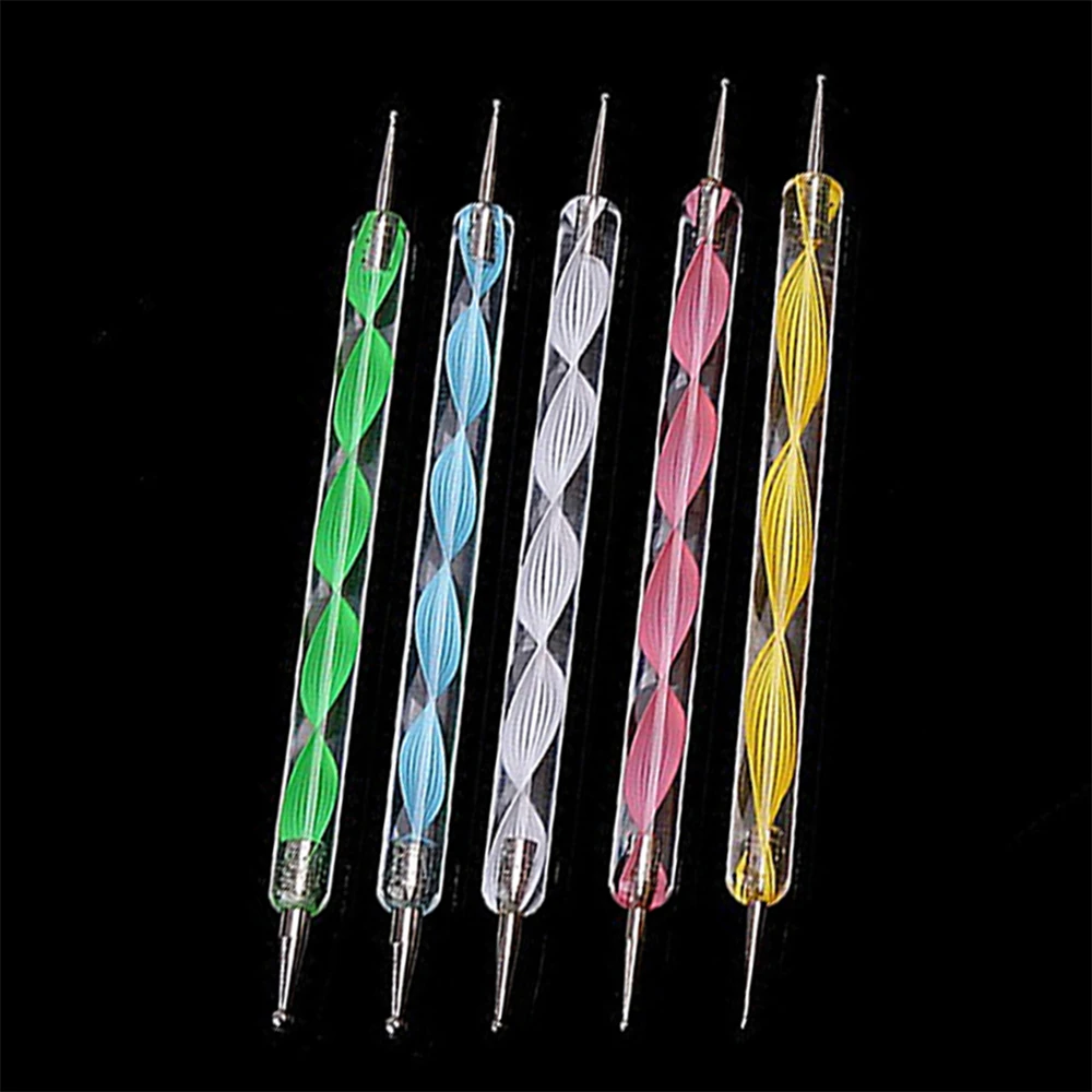 5Pcs Double Ends Dotting Pens Marbleizing Painting Tool Nail Art Dot Manicure Polish DIY Point drill Pen 5