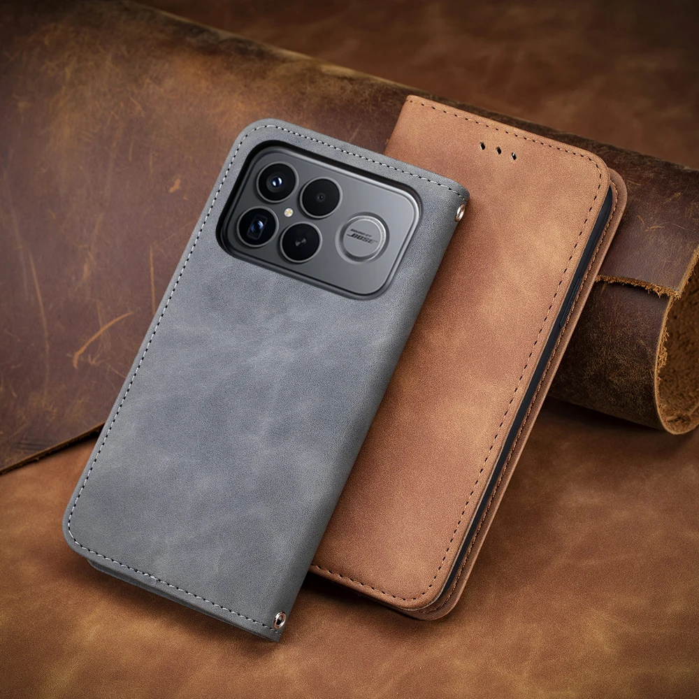 Luxury Magnetic Leather Wallet Case - Smooth Flip Cover
