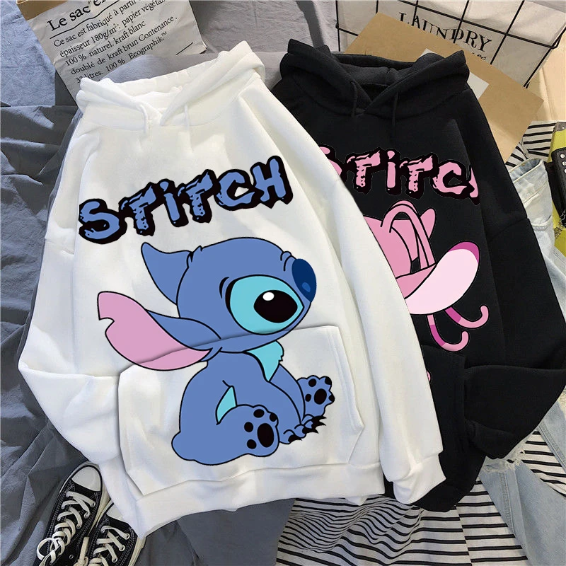 Sudaderas con capucha de Disney Stitch para parejas, ropa con estampado de antes y después, Kawaii, Tops Sudadera con capucha de manga larga|Sudaderas con capucha y sudaderas| - AliExpress