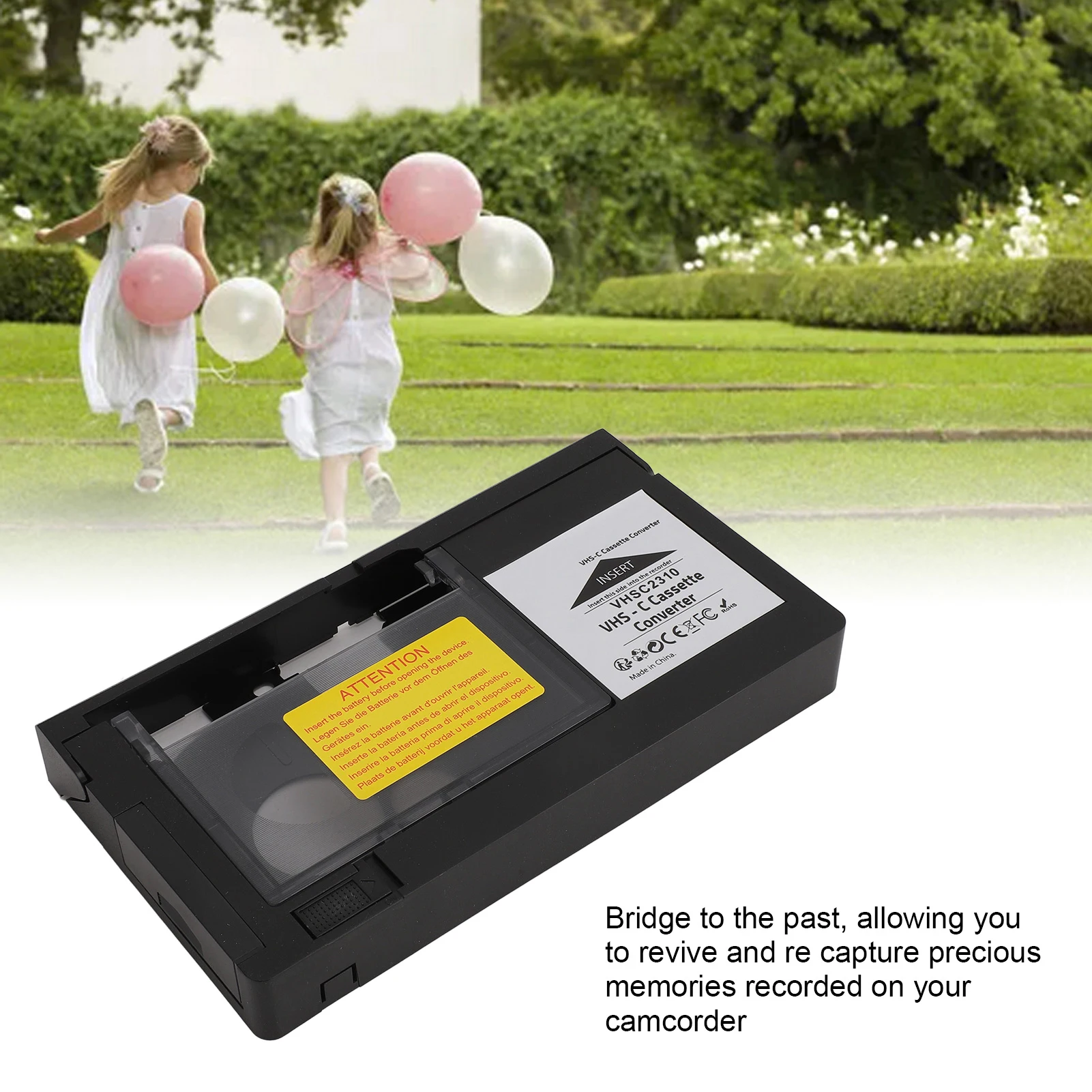 Cassette Converter for JVC for RCA for Panasonic VHS to VHSC SVHS-C Cassette Adapter Not For 8mm/MiniDV/ For Hi8