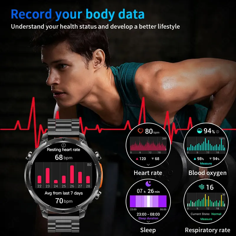 LIGE New GPS Smartwatch Man 720mAh Battery IP68 Waterproof Bluetooth Call 1.7" HD Sports Flashlight Compass Men Smart Watch 2026