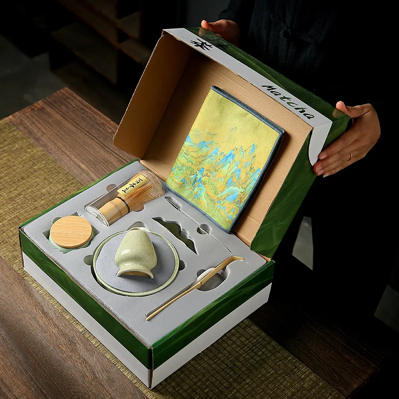 Matcha Tea Set 4/7pcs Matcha Tea Set matcha tea set matcha whisk matcha tea tools tea ceremony tools Japanese matcha making set bamboo matcha brush exquisite bowl gift box with whisk sumptuous tea tools great gifts