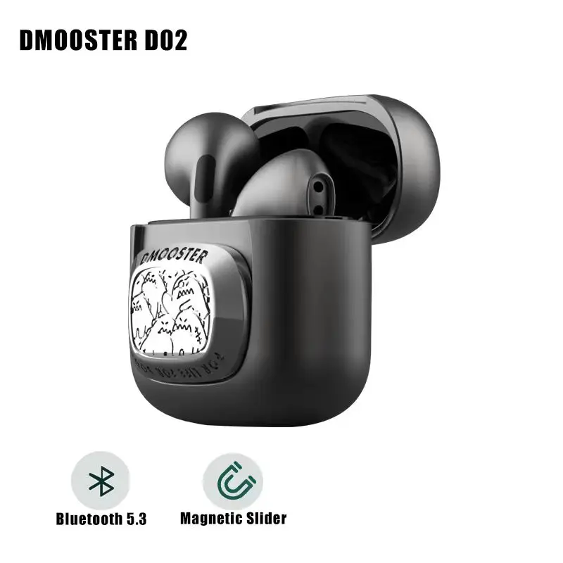 

DMOOSTER D02 EDC Bluetooth беспроводные наушники Магнитный слайдер рельефное давление полностью металлическая TWS гарнитура для зарядки