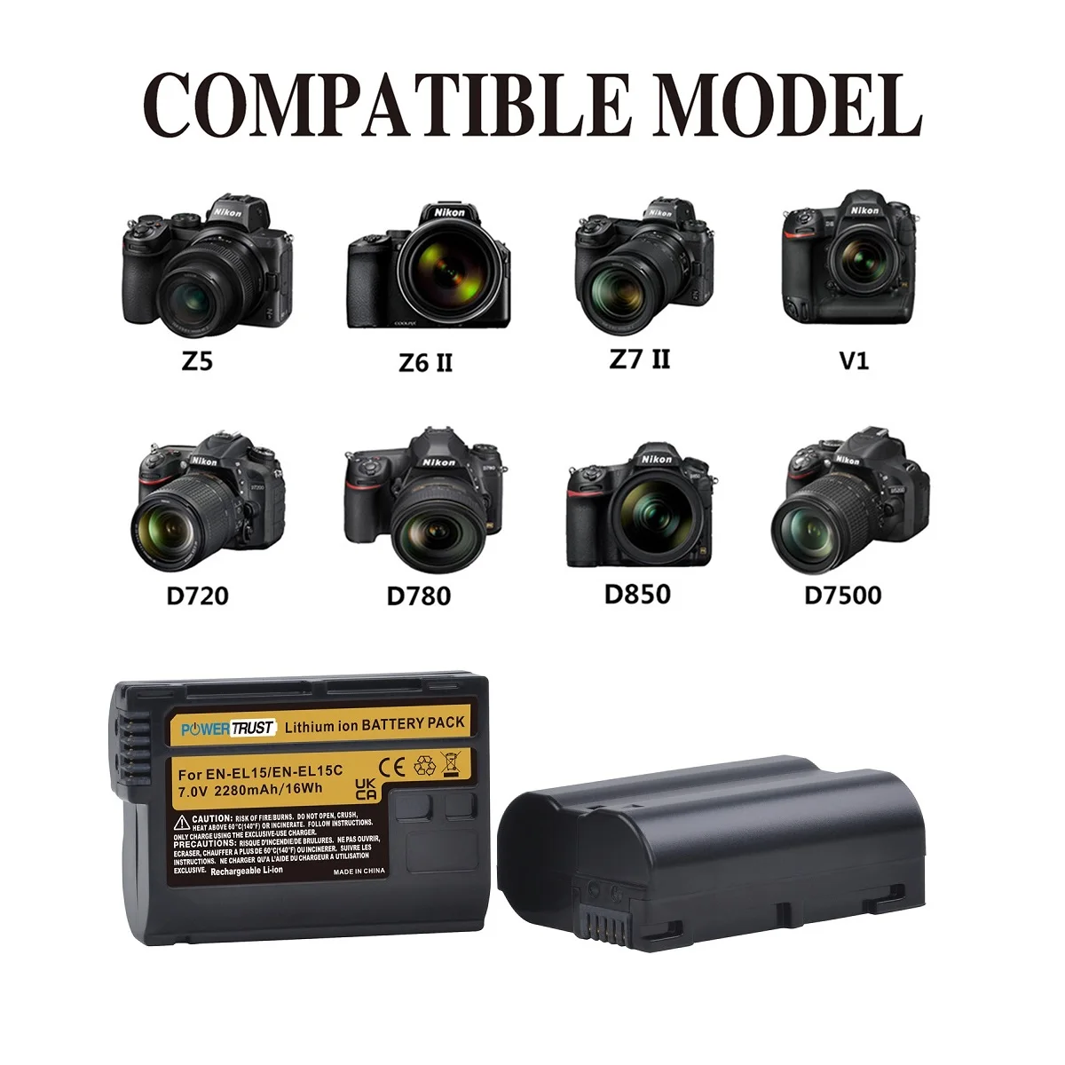 EN-EL15バッテリー,fb EN-EL15C,Nikon z8,z7 ,z7ii,z6ii,z5,d7500,d7200,d7100,d7000, EN-EL15c バッテリー for Z5 Z6 Z7 Z6II Z7II D780 D7500 D750 D850 D500 カメ