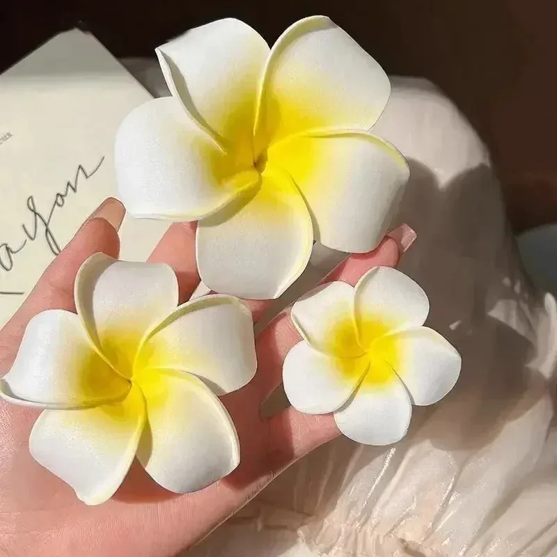 3PCS Cute Plumeria Flower Hair Clip For Women Hairpins Girls Side Bangs Clips Flower Barrette Hawaiian Party Bag Hat Accessories