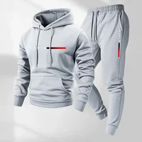 Ensemble de survêtement pour homme automne-hiver, sweat-shirt à capuche + pantalon de jogging à cordon de serrage, tenue de sport décontractée en deux pièces 3
