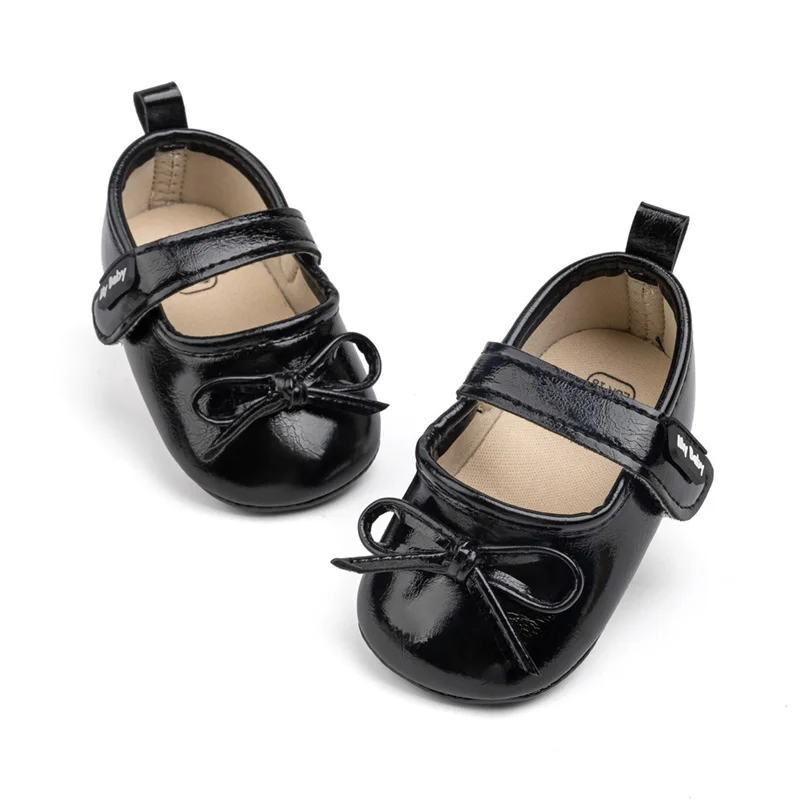 Infant Baby Girl Bow Mary Jane Shoes Retro Non-slip Soft Sole Walking Shoes Newborn Cute Princess Dress for Spring Fall