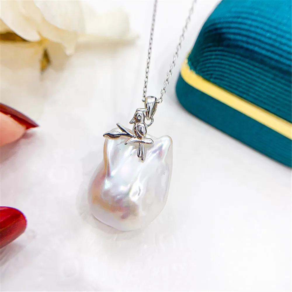 

DIY Pearl Accessories S925 Sterling Silver Pendant Empty Holder Shaped Bead Pendant Holder with 12-16mm Shaped Beads